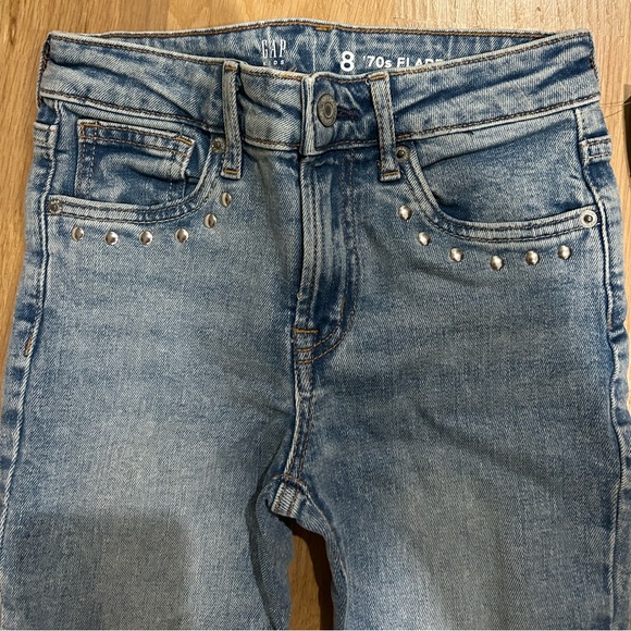 Gap 70’s Flare High Rise Bootcut Sequin Blue Silver Jeans Size 8 - Picture 3 of 5